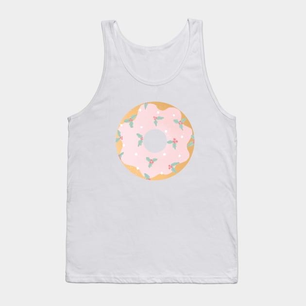 Mint and pink Christmas holly donut Tank Top by Home Cyn Home 